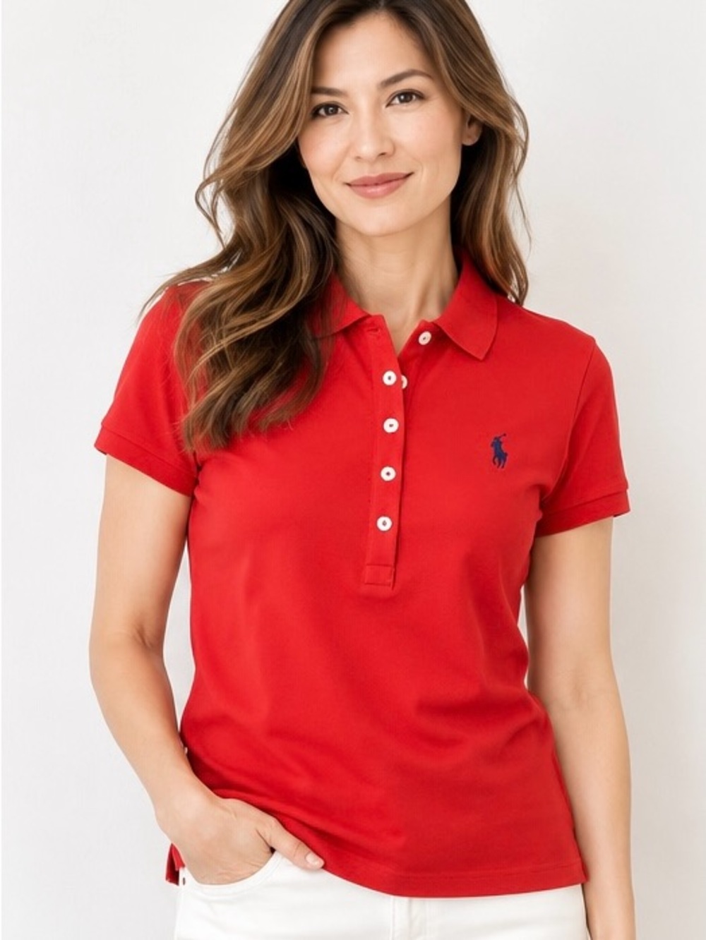 Ralph Lauren Slim Fit Cotton Polo Shirt Red Small